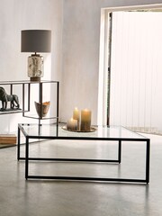 Libra Gilded Dark Bronze Deveraux Metal and Glass Coffee Table - Image 1 of 5
