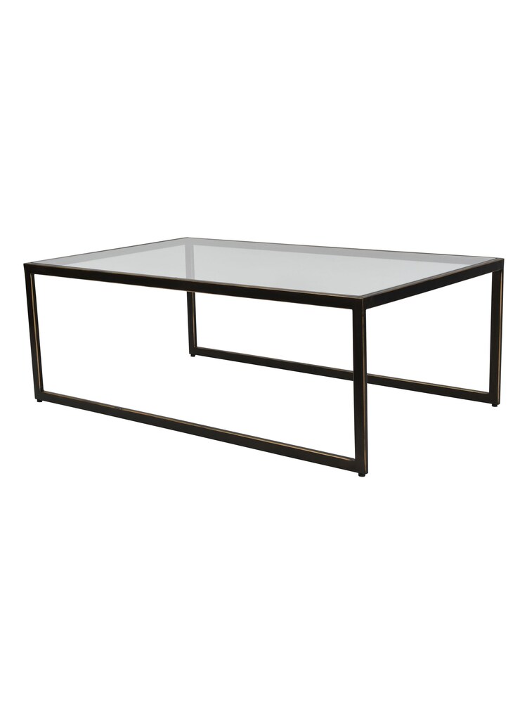 Libra Gilded Dark Bronze Deveraux Metal and Glass Coffee Table - Image 2 of 5