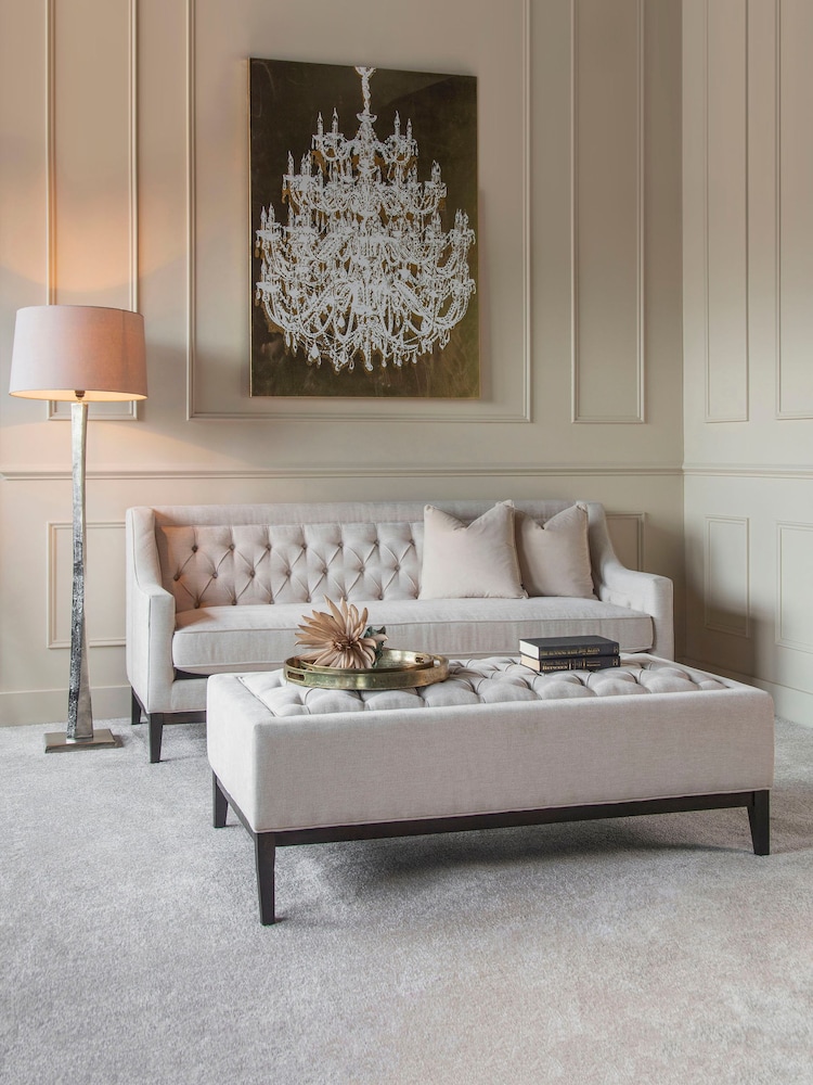 Libra Ivory Theodore Buttoned XL Ottoman - Image 1 of 6