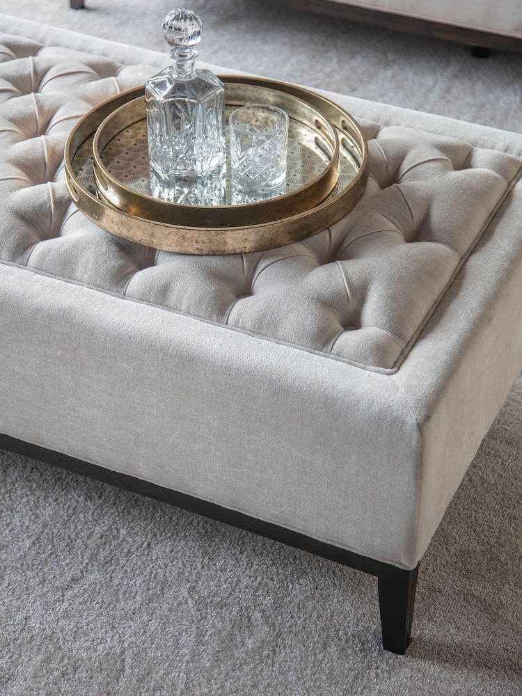 Libra Ivory Theodore Buttoned XL Ottoman - Image 2 of 6