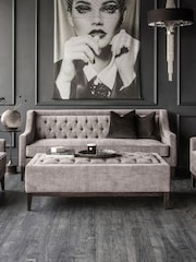 Libra Warm Grey Theodore Buttoned XL Ottoman - Image 1 of 5