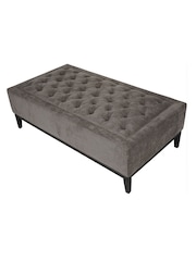 Libra Warm Grey Theodore Buttoned XL Ottoman - Image 2 of 5