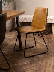 Libra Set of 2 Brown Robinson Leather Dining Chairs - Image 1 of 5