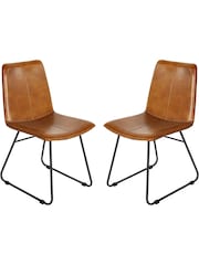 Libra Set of 2 Brown Robinson Leather Dining Chairs - Image 2 of 5