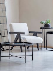 Libra Ivory San Diego Wooden Frame Boucle Armchair - Image 1 of 5