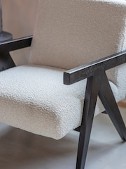 Libra Ivory San Diego Wooden Frame Boucle Armchair - Image 2 of 5
