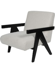 Libra Ivory San Diego Wooden Frame Boucle Armchair - Image 4 of 5