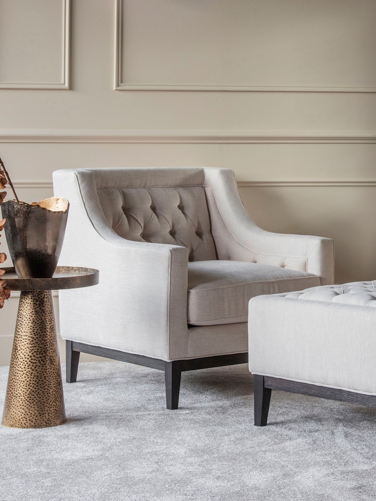 Libra Cream Theodore Buttoned Armchair - Image 1 of 6 Libra Cream Theodore Buttoned Armchair - Image 1 of 6