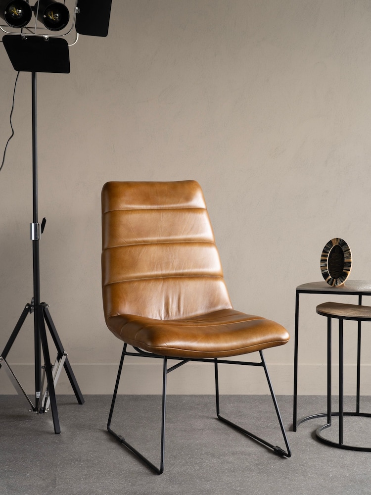 Libra Brown Arthur Leather Chair - Image 1 of 6