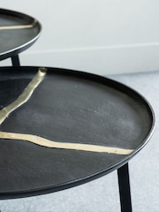 Libra Black Arizona Textured Aluminium Coffee Table Set of 2 - Image 2 of 5