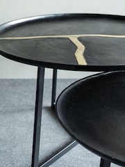Libra Black Arizona Textured Aluminium Coffee Table Set of 2 - Image 3 of 5