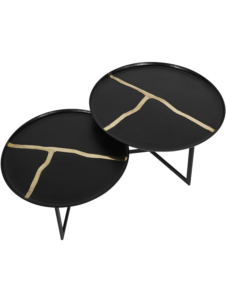 Libra Black Arizona Textured Aluminium Coffee Table Set of 2 - Image 5 of 5