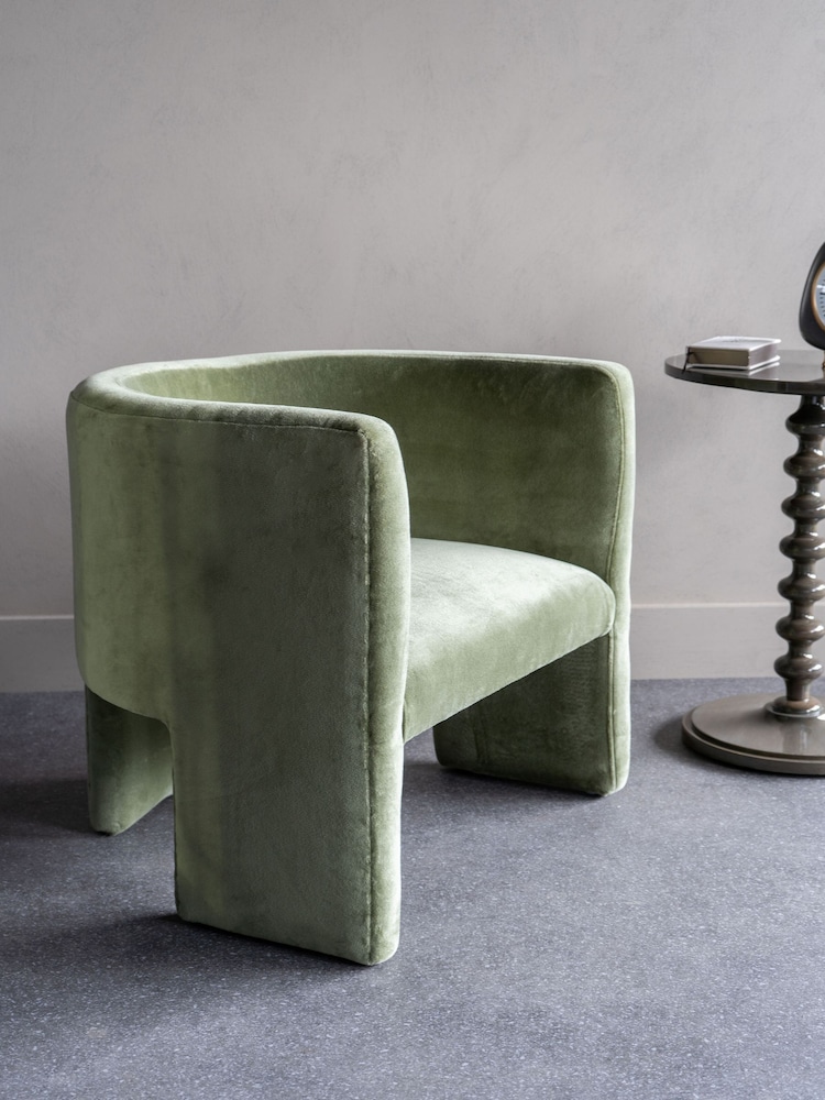 Libra Green Velvet Tri-Leg Chair - Image 1 of 6