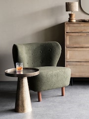 Libra Green Lewis Wingback Occasional Boucle Chair - Image 1 of 5