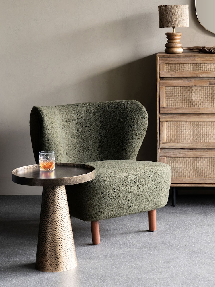 Libra Green Lewis Wingback Occasional Boucle Chair - Image 1 of 5