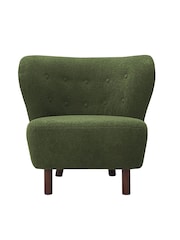 Libra Green Lewis Wingback Occasional Boucle Chair - Image 2 of 5