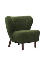 Libra Green Lewis Wingback Occasional Boucle Chair - Image 3 of 5