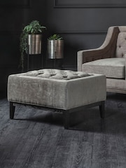 Libra Warm Grey Theodore Buttoned Stool - Image 1 of 4