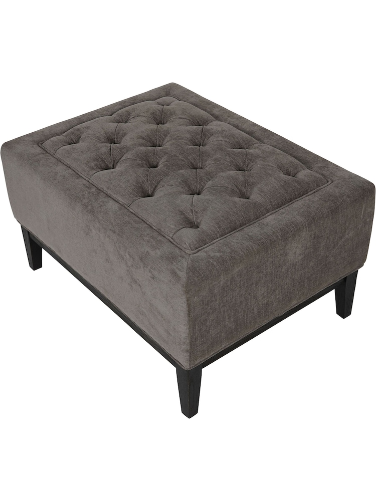 Libra Warm Grey Theodore Buttoned Stool - Image 2 of 4