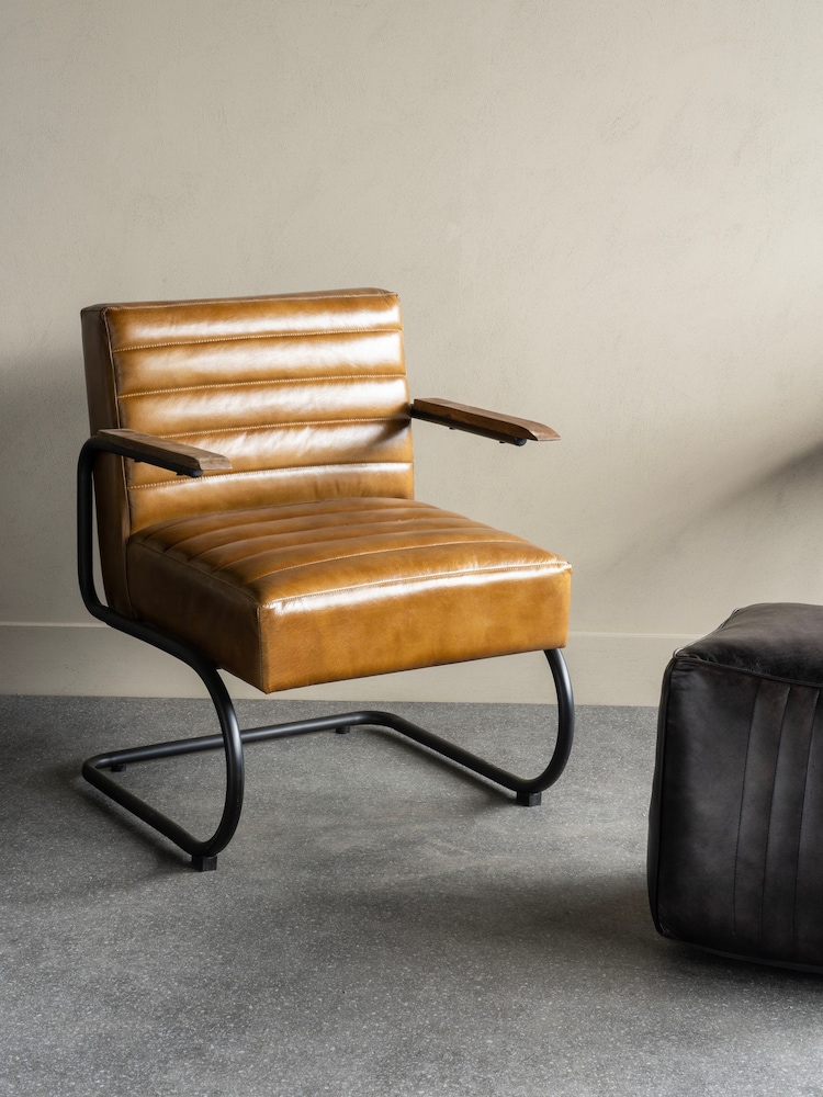 Libra Cognac Brown Henrick Occasional Leather Chair - Image 1 of 6