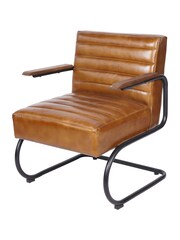 Libra Cognac Brown Henrick Occasional Leather Chair - Image 3 of 6