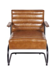 Libra Cognac Brown Henrick Occasional Leather Chair - Image 4 of 6