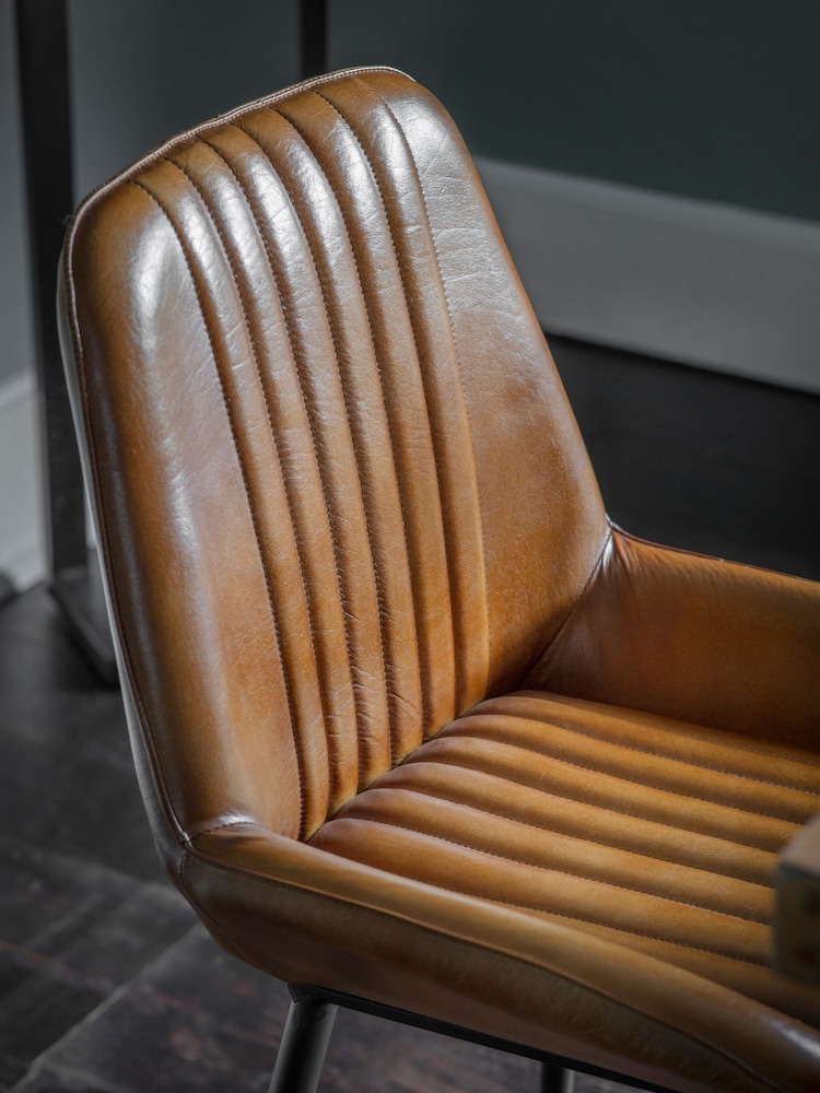 Libra Set of 2 Brown Pembroke Leather Dining Chairs - Image 2 of 5