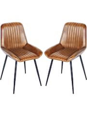 Libra Set of 2 Brown Pembroke Leather Dining Chairs - Image 3 of 5