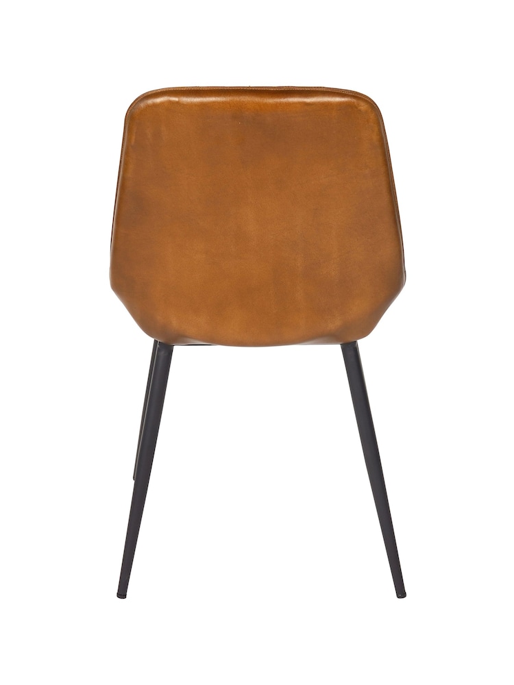 Libra Set of 2 Brown Pembroke Leather Dining Chairs - Image 5 of 5
