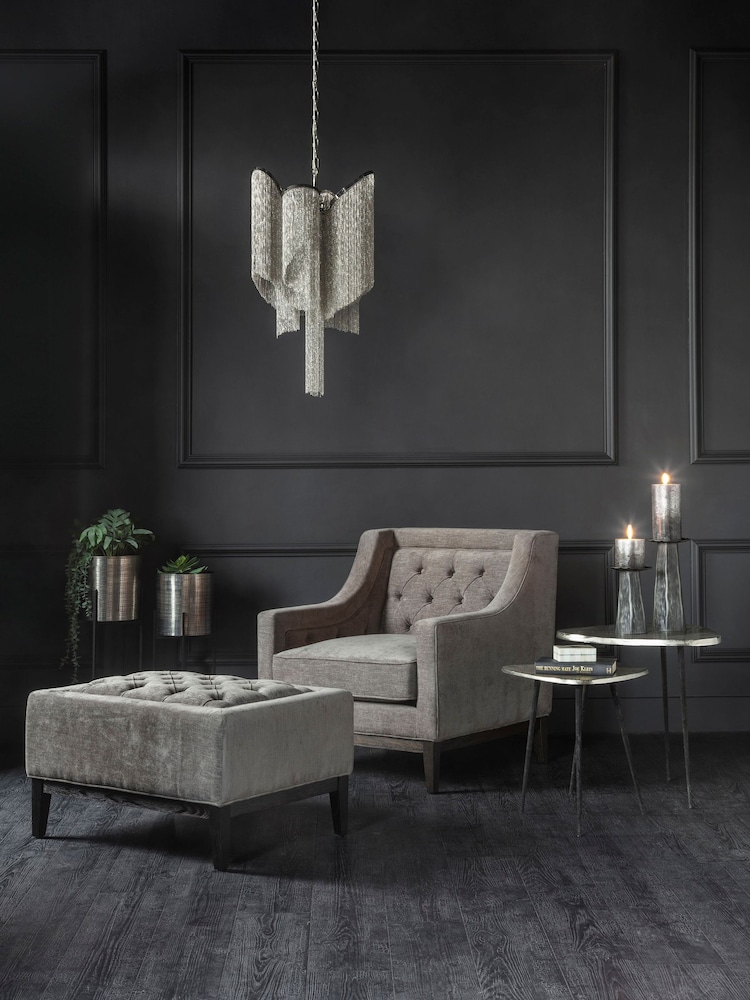 Libra Warm Grey Theodore Buttoned Armchair - Image 1 of 6