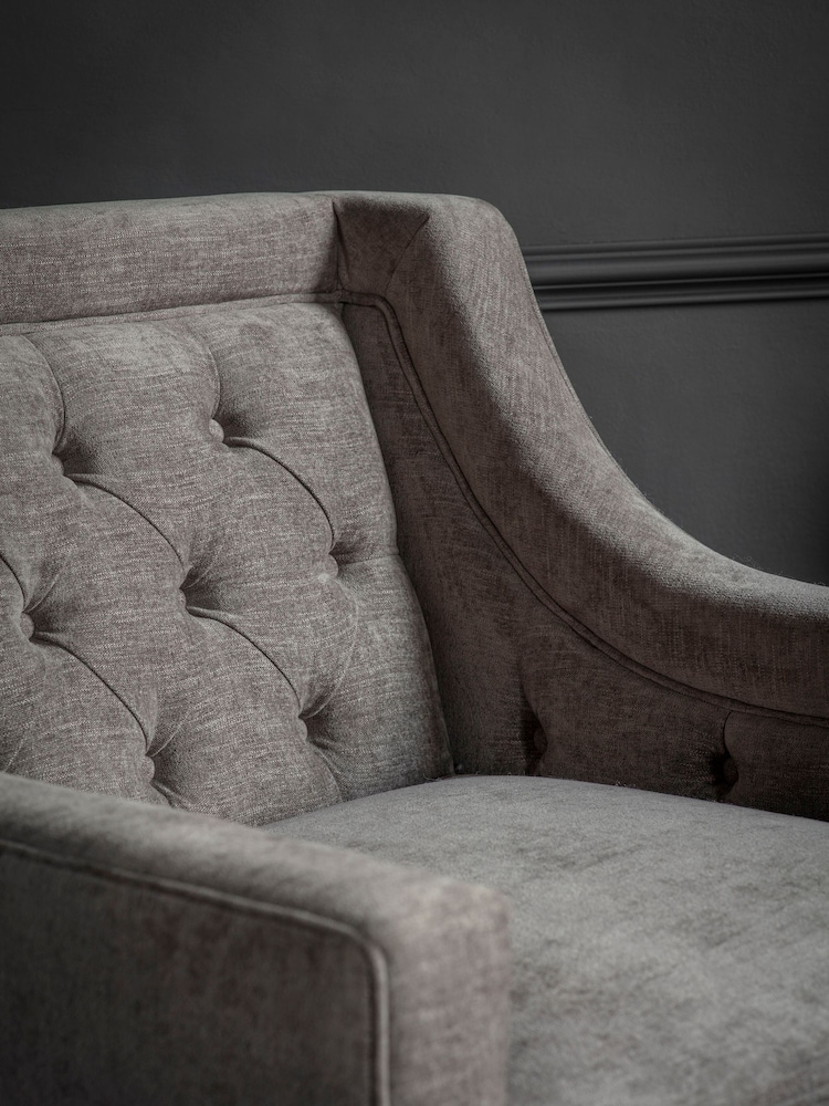 Libra Warm Grey Theodore Buttoned Armchair - Image 2 of 6