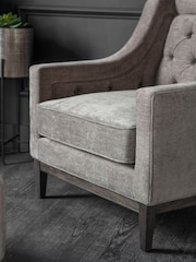 Libra Warm Grey Theodore Buttoned Armchair - Image 3 of 6