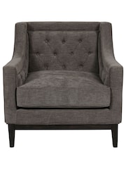 Libra Warm Grey Theodore Buttoned Armchair - Image 4 of 6
