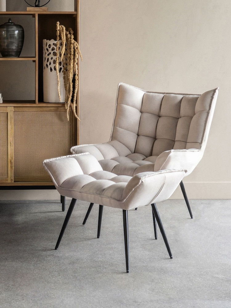 Libra Cream Chrishall Occasional Chair with Footstool - Image 1 of 6