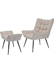 Libra Cream Chrishall Occasional Chair with Footstool - Image 3 of 6