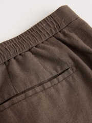 Brown Regular Fit Cotton Linen Blend Elasticated Back Trousers - Image 8 of 9
