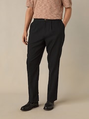 Black Regular Fit Cotton Linen Blend Elasticated Back Trousers - Image 1 of 11