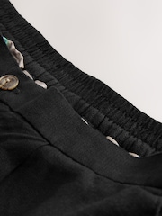 Black Regular Fit Cotton Linen Blend Elasticated Back Trousers - Image 11 of 11