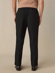 Black Regular Fit Cotton Linen Blend Elasticated Back Trousers - Image 3 of 11