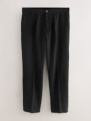Black Regular Fit Cotton Linen Blend Elasticated Back Trousers - Image 6 of 11
