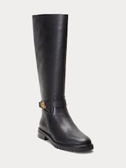 Lauren Ralph Lauren Hallee Tumbled Leather Black Tall Boots - Image 2 of 3