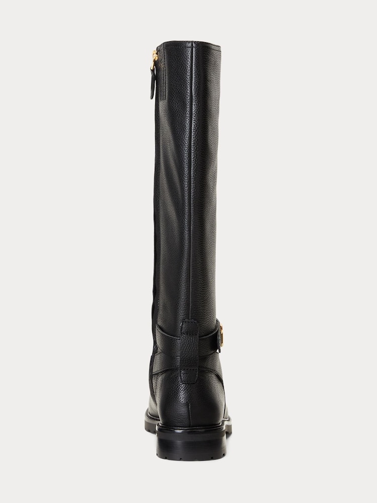 Lauren Ralph Lauren Hallee Tumbled Leather Black Tall Boots - Image 3 of 3