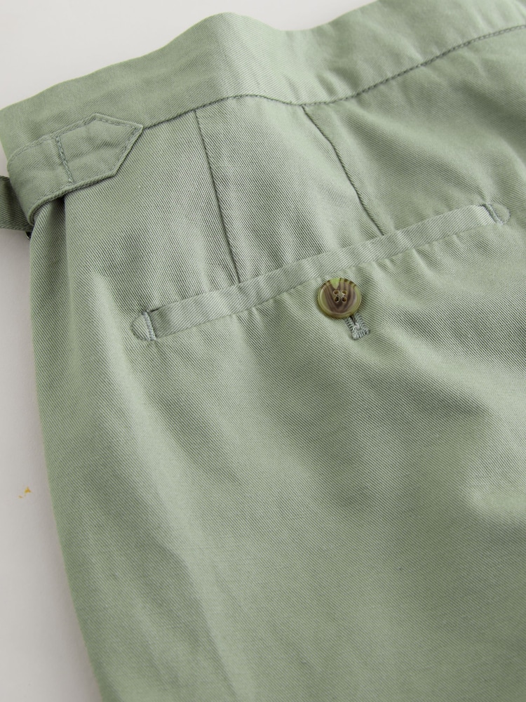 Sage Green Smart Cotton Blend Side Adjuster Shorts With Linen and Lyocell - Image 11 of 11 Sage Green Smart Cotton Blend Side Adjuster Shorts With Linen and Lyocell - Image 11 of 11