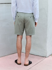 Verde sálvia - Smart Cotton Blend Side Adjuster Shorts With Linen and Lyocell - Imagem 3 de 5