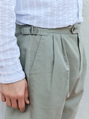 Verde sálvia - Smart Cotton Blend Side Adjuster Shorts With Linen and Lyocell - Imagem 5 de 5