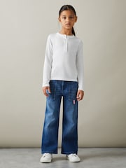 Reiss Ivory Tess 4-9 yrs Grandad Collar Long-Sleeve Top - Image 1 of 4