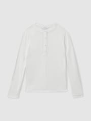 Reiss Ivory Tess 4-9 yrs Grandad Collar Long-Sleeve Top - Image 2 of 4