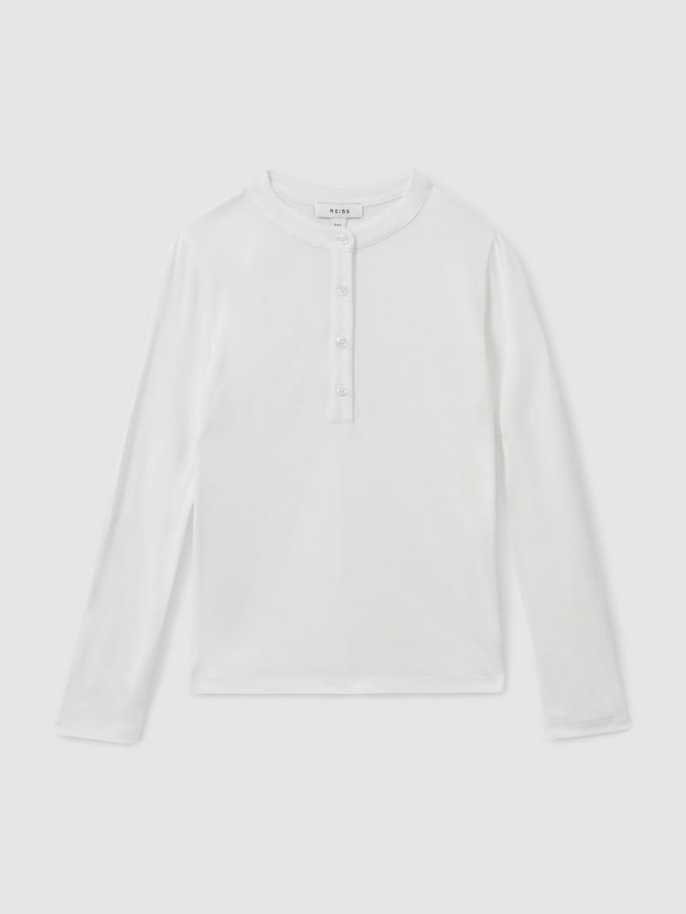 Reiss Ivory Tess 4-9 yrs Grandad Collar Long-Sleeve Top - Image 2 of 4