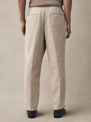 Ecru Regular Fit Cotton Linen Blend Elasticated Back Trousers - Image 3 of 9