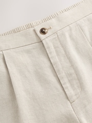 Ecru Regular Fit Cotton Linen Blend Elasticated Back Trousers - Image 7 of 9